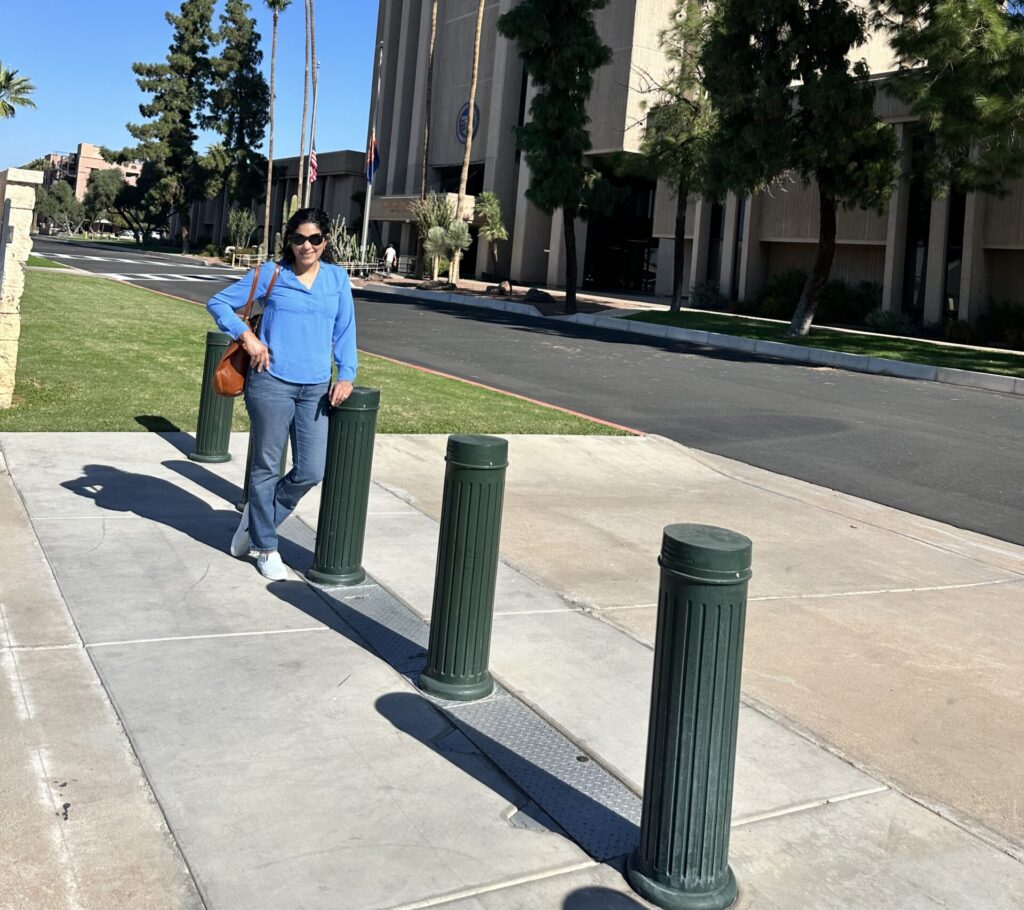 woman-standing-by-bollards