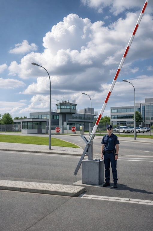 concrete base drop arm barrier vehicle barrier