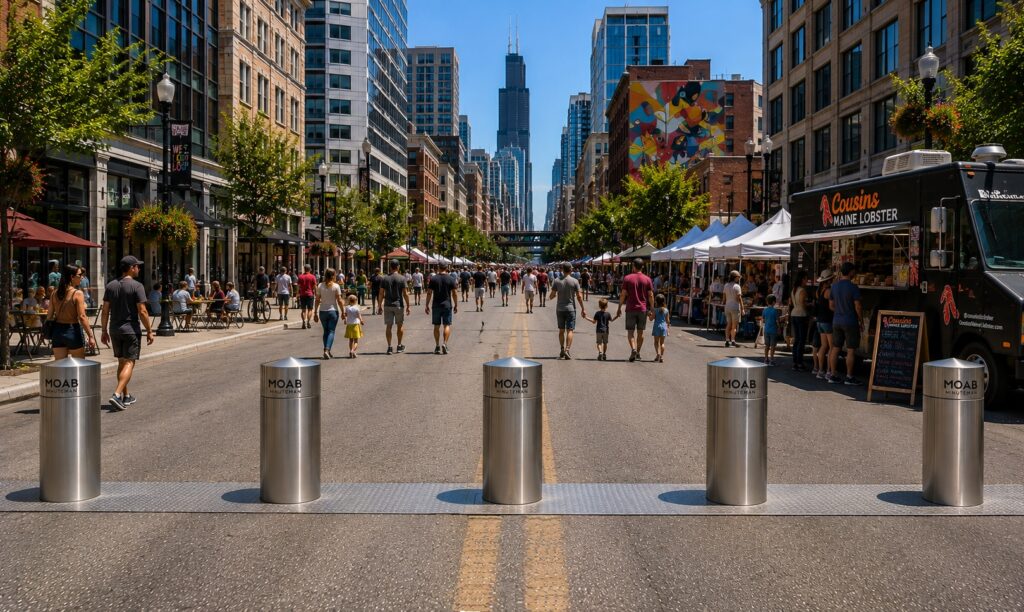 manually deployable 1 person m50 crash bollards