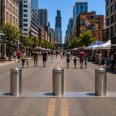 manually deployable 1 person m50 crash bollards